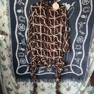 Alexis Brown and Cream Patterned Dress